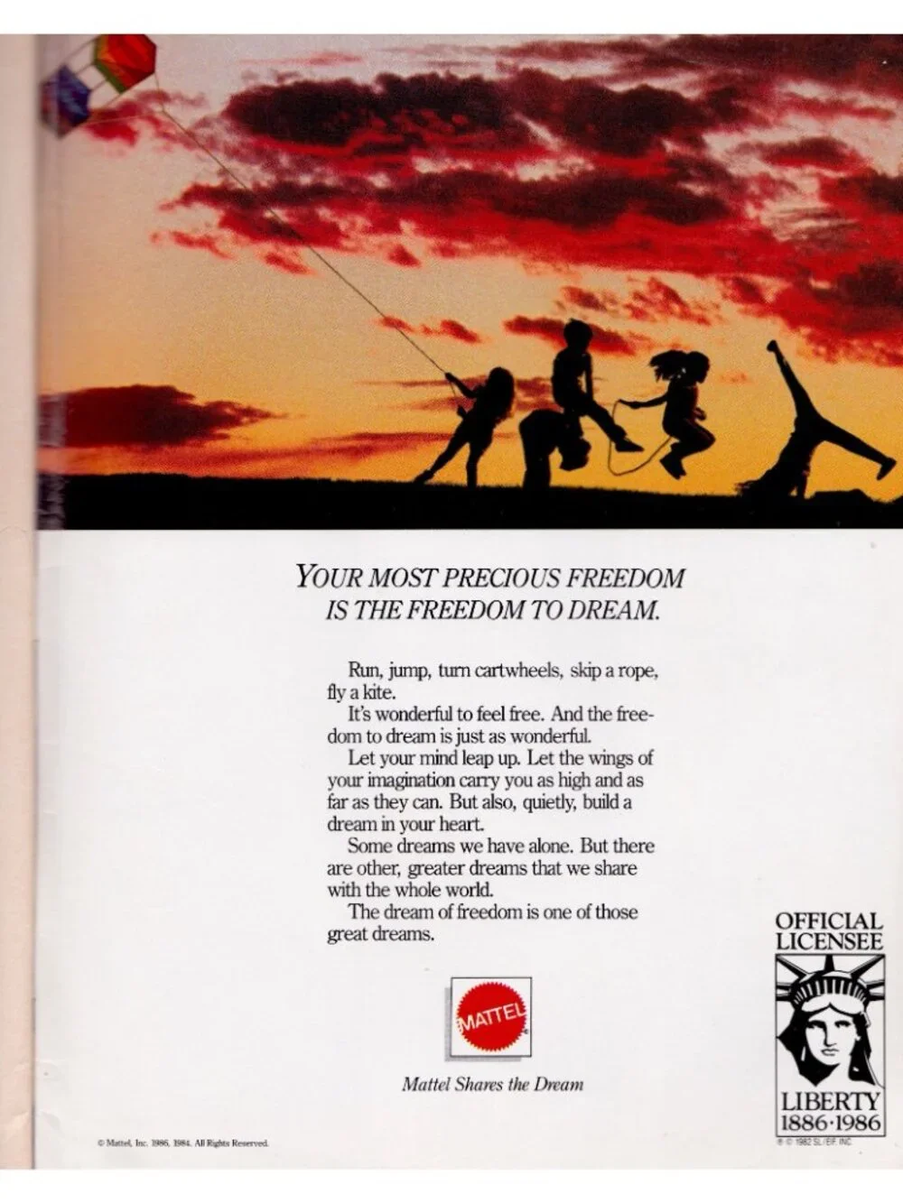 1986 Kids Official Statue of Liberty Magazine Centennial Mattel Poster Complete